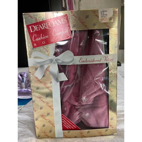 NOS DEARFOAMS Cushion Comfort 80’s BOOTS MaUvE Embroidered velvet 8-9 - Picture 8 of 9